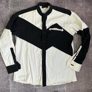 Men's Vintage 90's D Best Black White Color Block Arrowhead Western Shirt Sz L